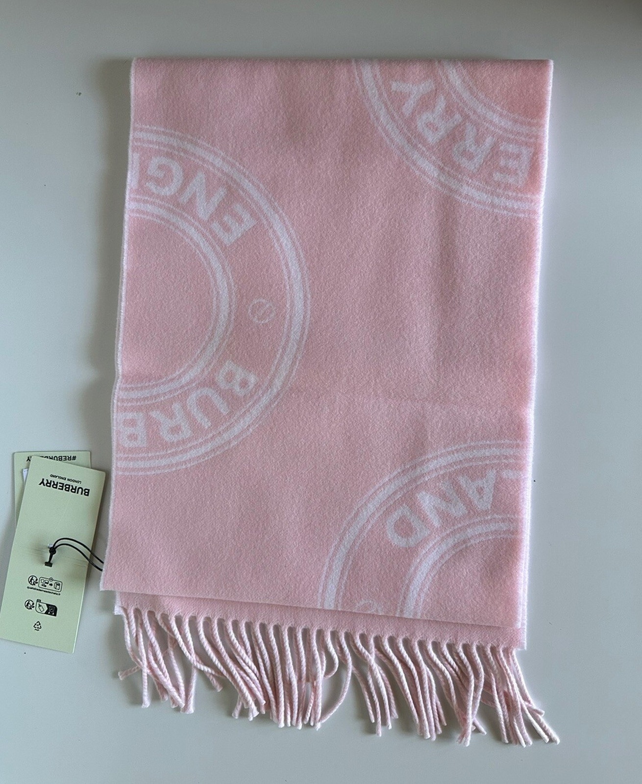 Burberry Ble Roundal Jacquard Wool Scarf 168 Cm X 30 Cm 80721791 Italy Nwt $370